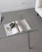 Dining Table WINSTON Silver 120 cm 70 cm Tempered Glass