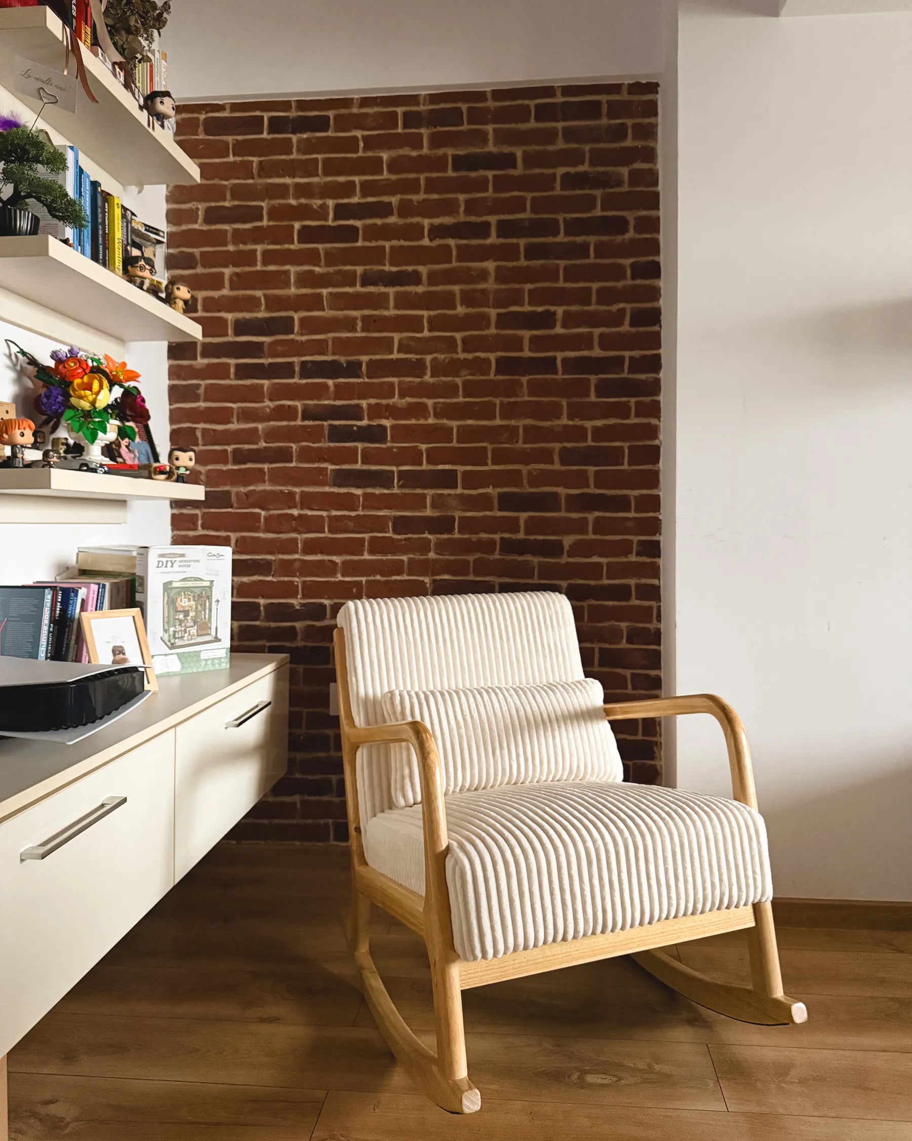 Rocking Chair SORSELE Corduroy White
