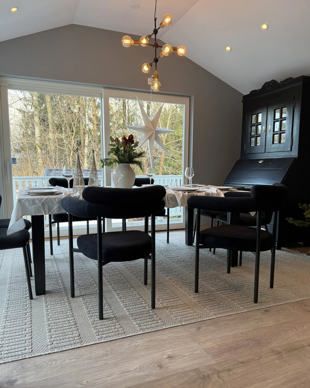 Set of 2 Dining Chairs LYNEY Fabric Black