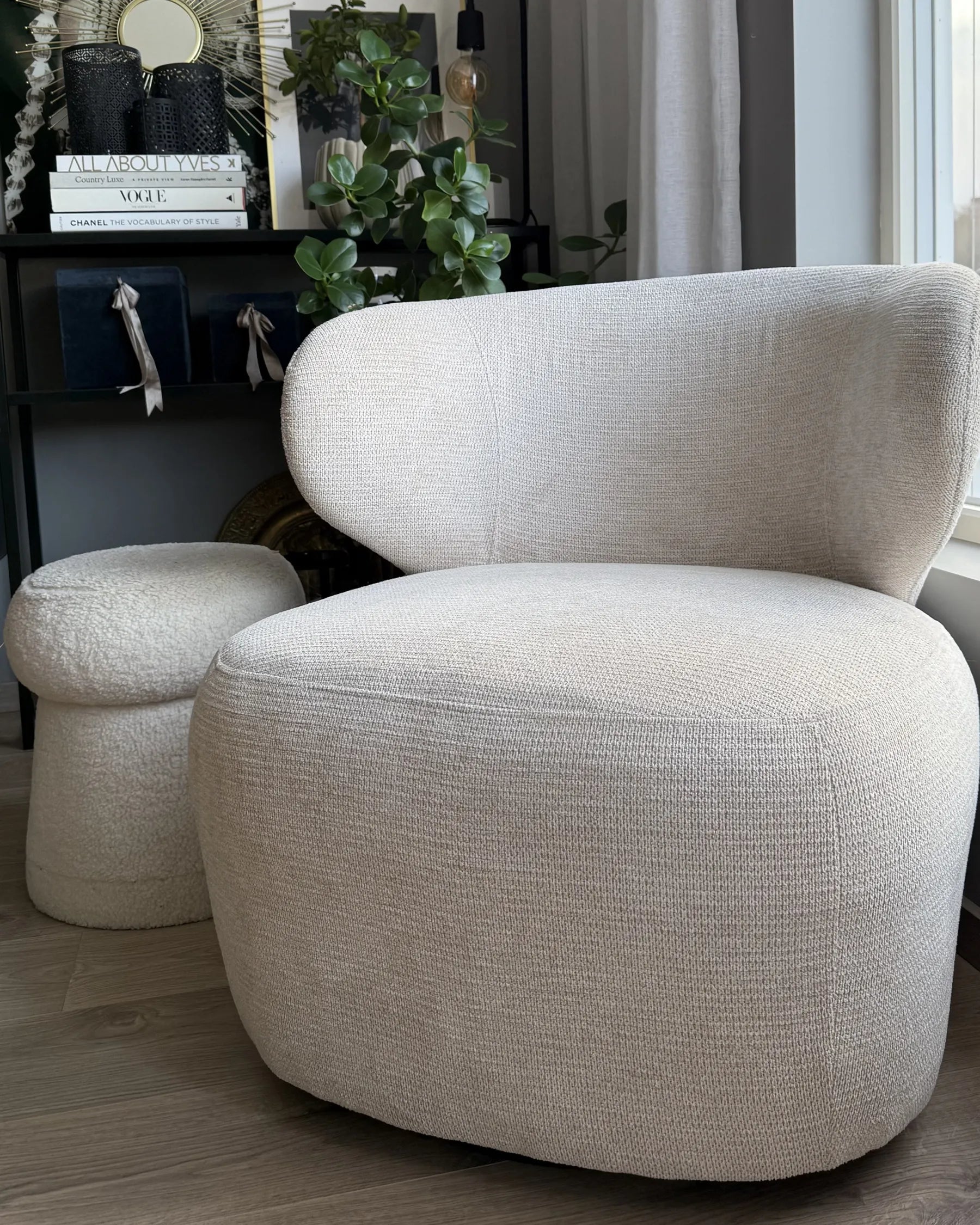 Swivel Armchair ALVDAL Fabric Beige
