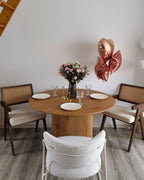 Set of 2 Dining Chairs AVA Wood Brown/ Light Beige