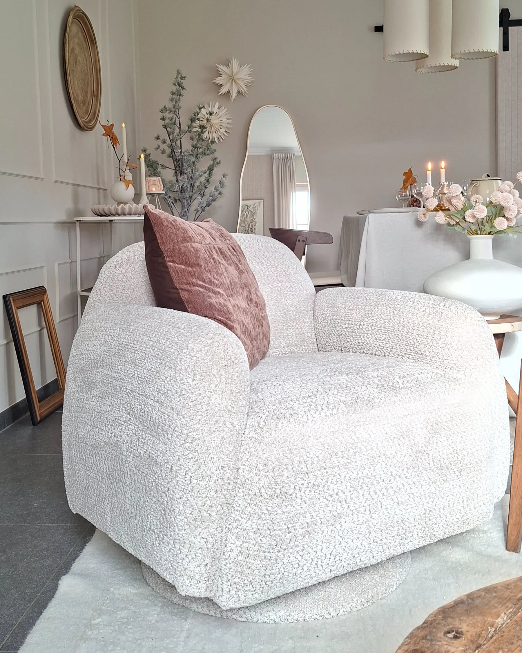 Swivel Armchair AAPUA Fabric Beige