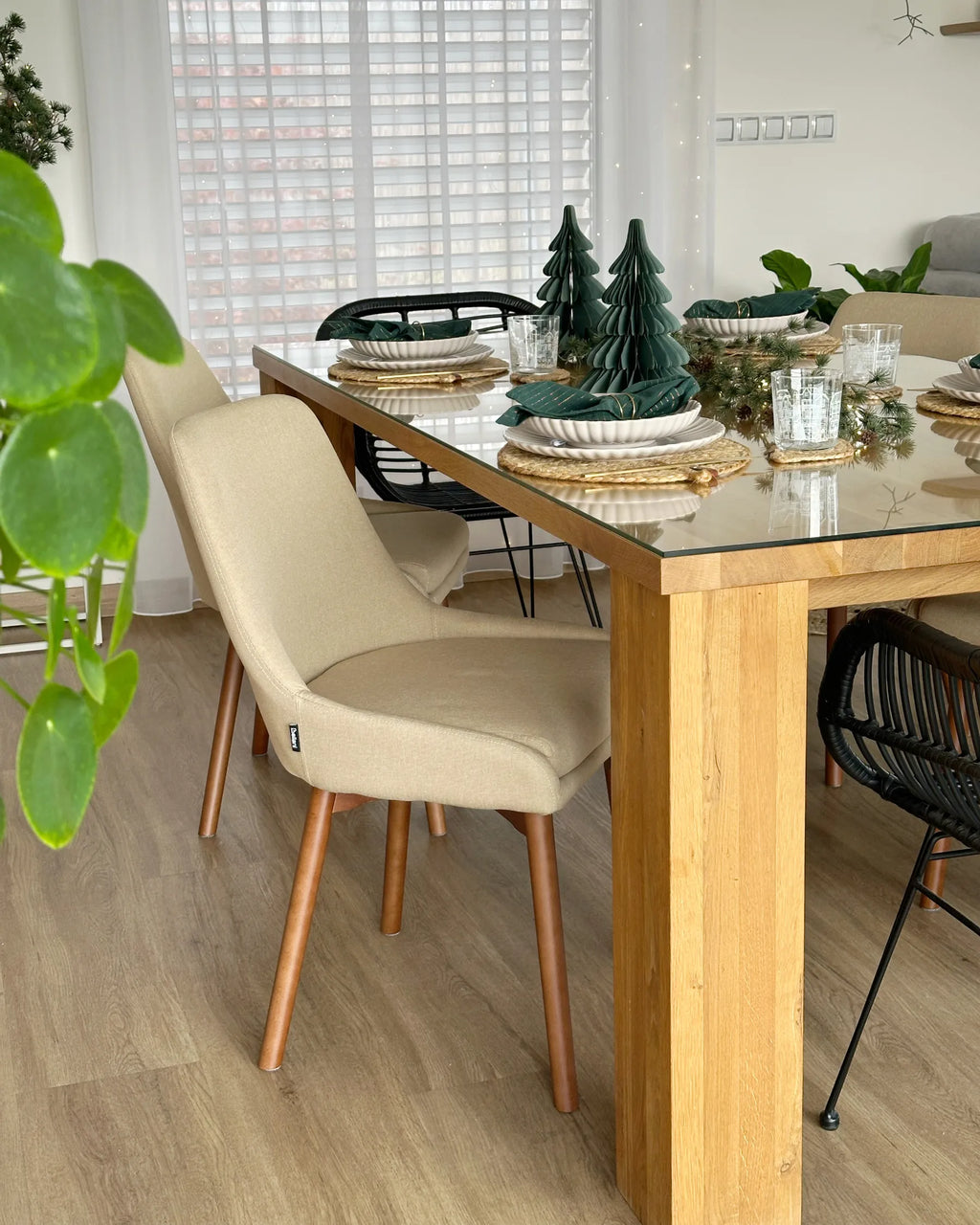 Set of 2 Dining Chairs MELFORT Fabric Sand Beige