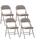 Set of 4 Folding Chairs SHASTA Metal Taupe