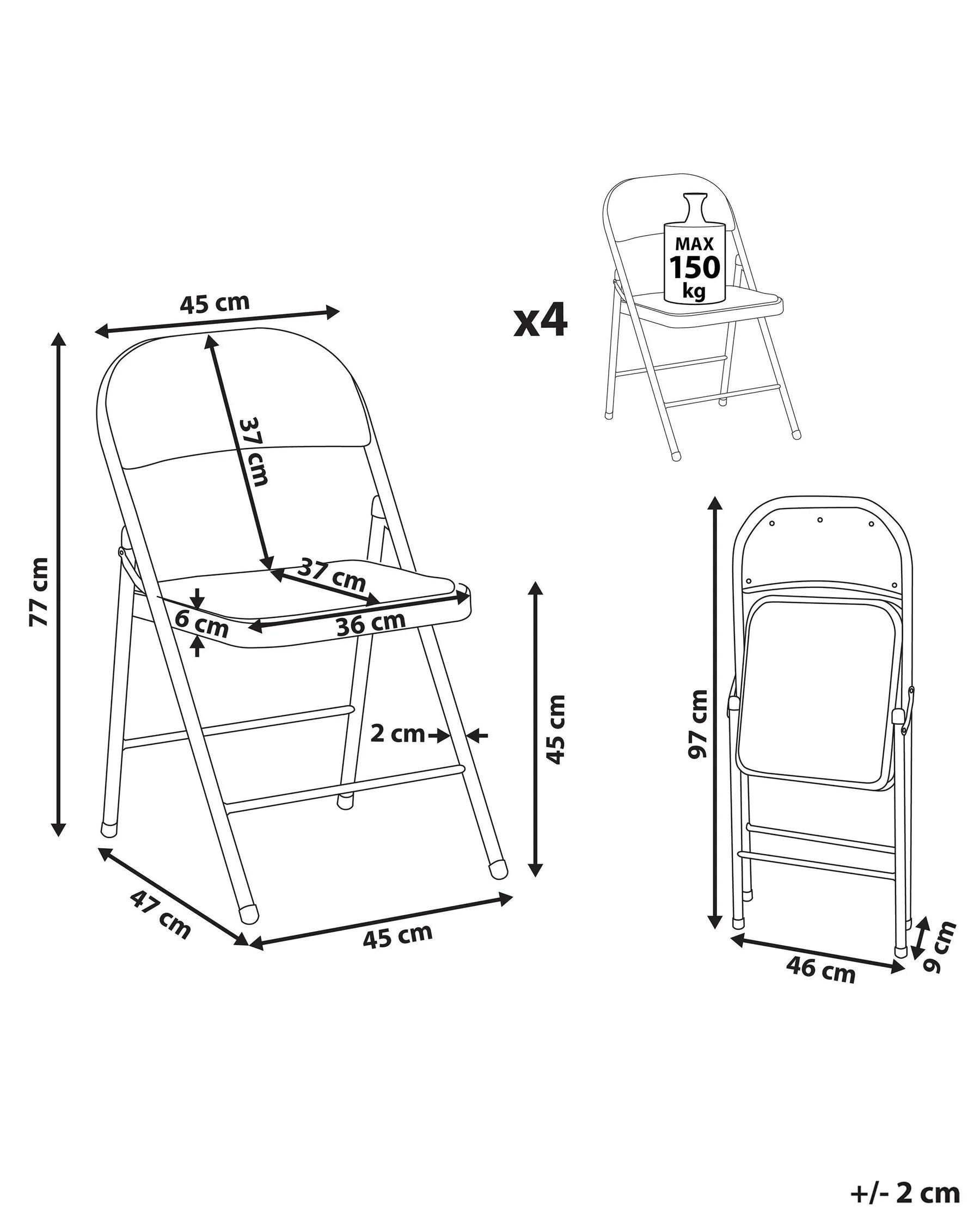 Set of 4 Folding Chairs SHASTA Metal Taupe