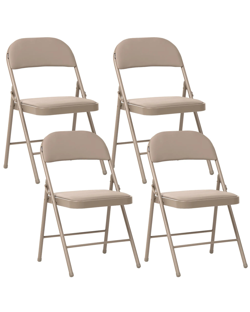 Set of 4 Folding Chairs SHASTA Metal Beige