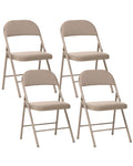 Set of 4 Folding Chairs SHASTA Metal Beige