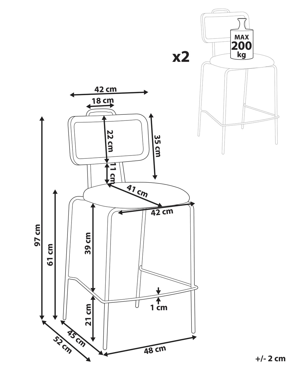 Set of 2 Bar Chairs ADELANTO Brown
