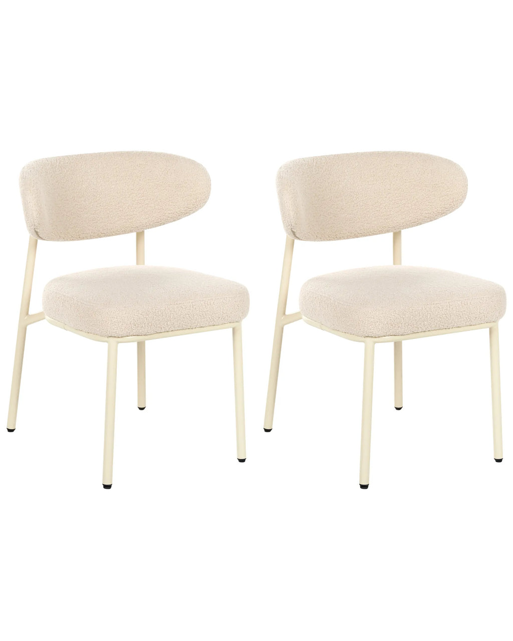 Set of 2 Dining Chairs UNITY Boucle Light Beige