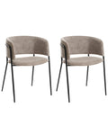 Set of 2 Dining Chairs SPRINGER Chenille Taupe