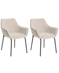 Set of 2 Dining Chairs BOWDON Chenille Light Beige