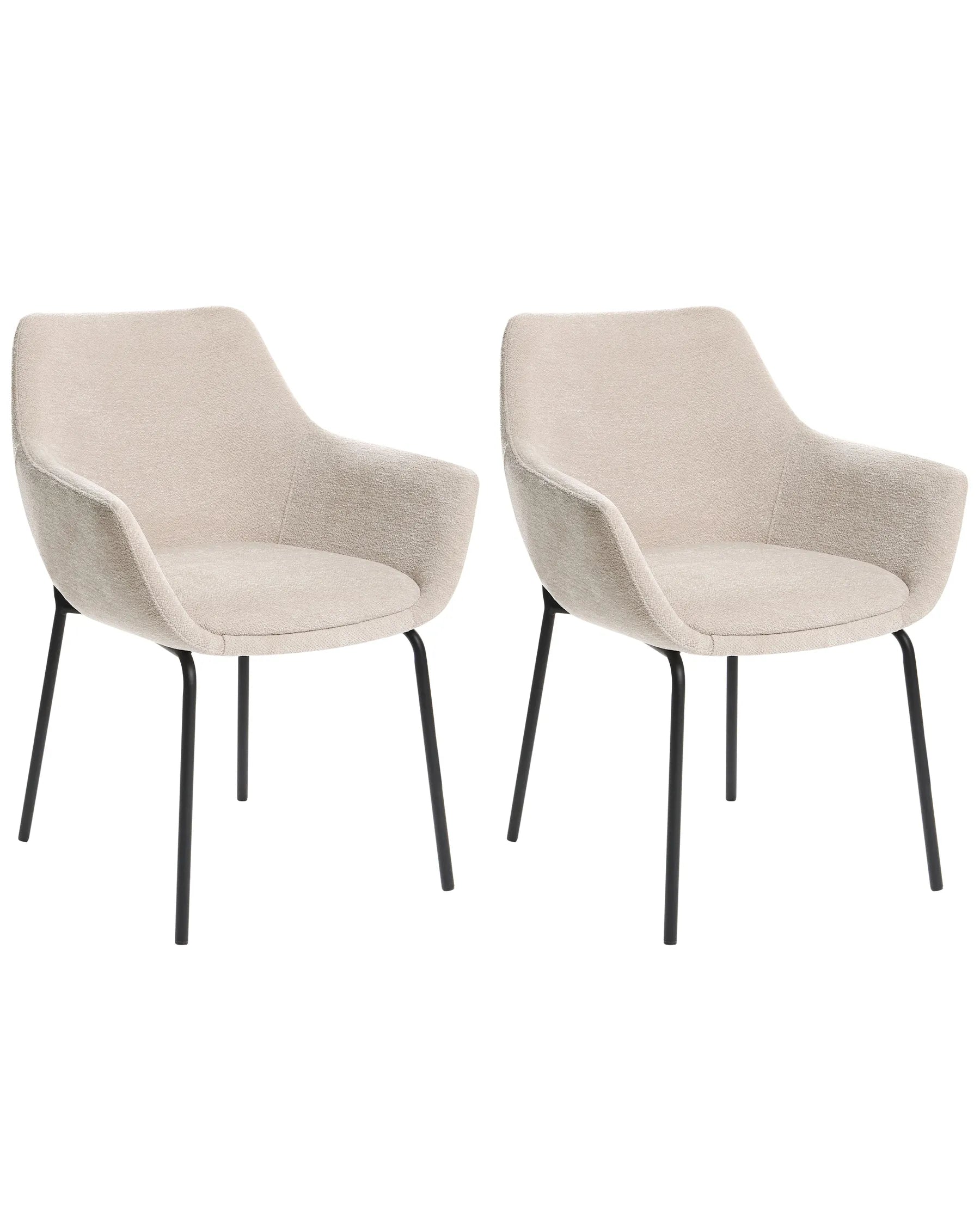 Set of 2 Dining Chairs BOWDON Chenille Light Beige