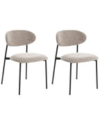 Set of 2 Dining Chairs COWLEY Chenille Taupe