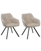 Set of 2 Dining Chairs MONEE Fabric Beige