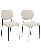 Set of 2 Dining Chairs LOLETA Fabric Light Beige