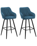 Set of 2 Bar Chairs DARIEN Sea Blue