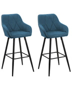 Set of 2 Bar Chairs DARIEN Sea Blue