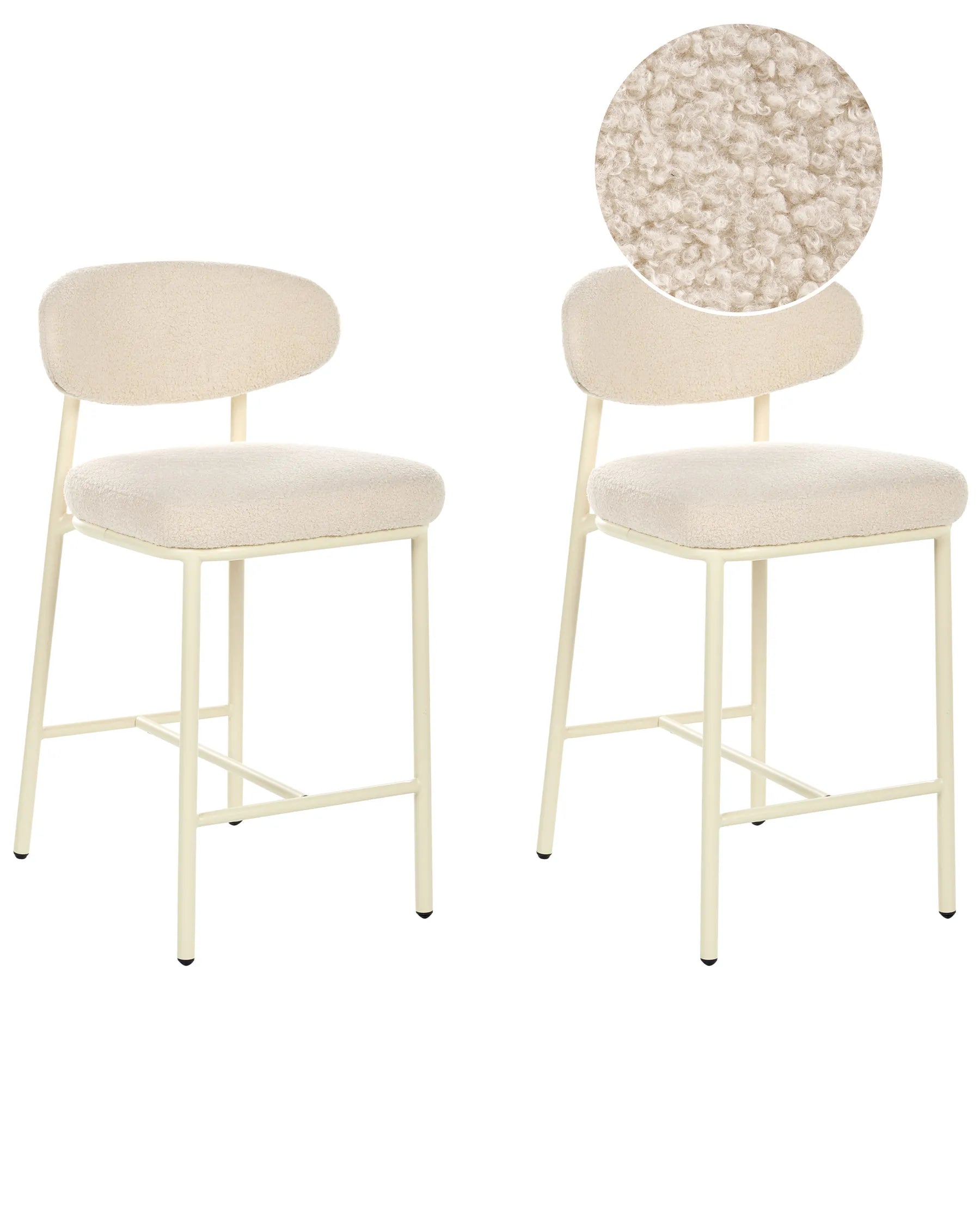 Set of 2 Bar Chairs UNITY Boucle Light Beige
