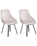 Set of 2 Dining Chairs Swivel TERLTON Velvet Light Beige