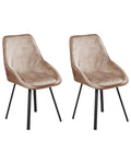 Set of 2 Dining Chairs Swivel TERLTON Velvet Beige