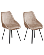 Set of 2 Dining Chairs Swivel TERLTON Velvet Beige