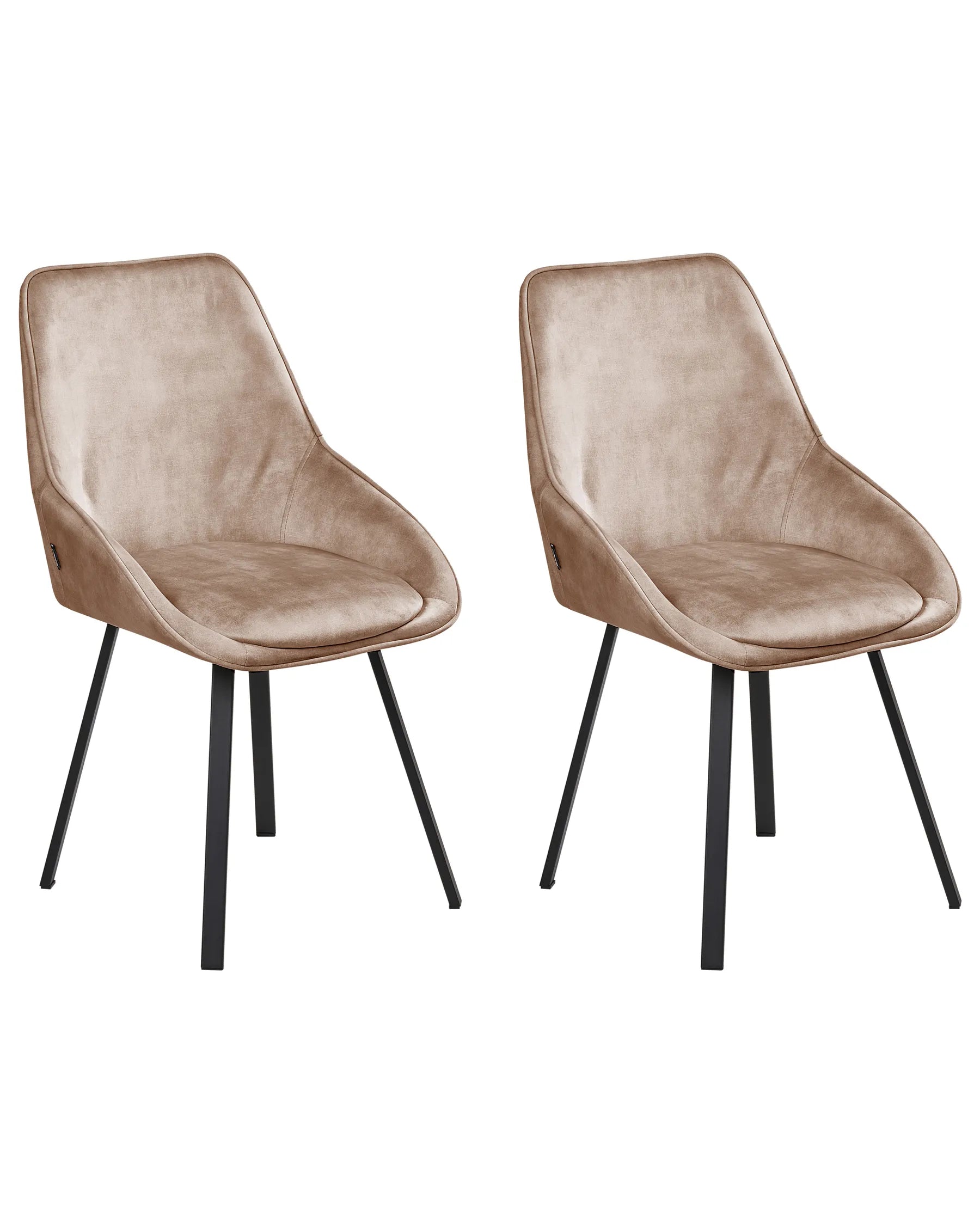 Set of 2 Dining Chairs Swivel TERLTON Velvet Beige