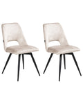 Set of 2 Dining Chairs Swivel HALLETT Velvet Light Beige