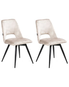 Set of 2 Dining Chairs Swivel HALLETT Velvet Light Beige