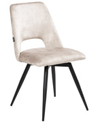 Set of 2 Dining Chairs Swivel HALLETT Velvet Light Beige