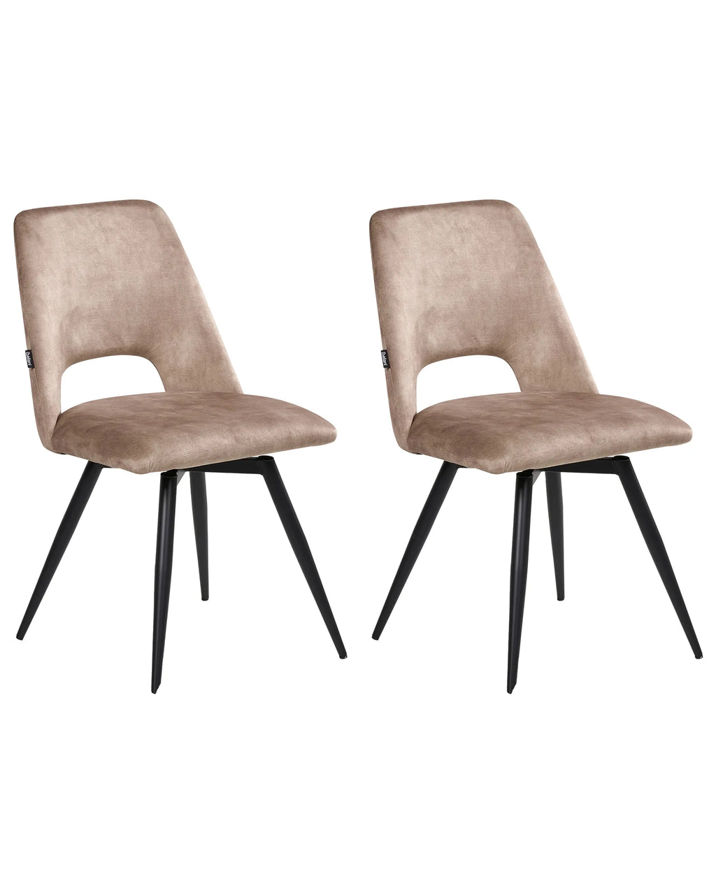 Set of 2 Dining Chairs Swivel HALLETT Velvet Beige