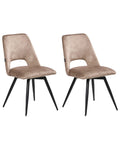 Set of 2 Dining Chairs Swivel HALLETT Velvet Beige