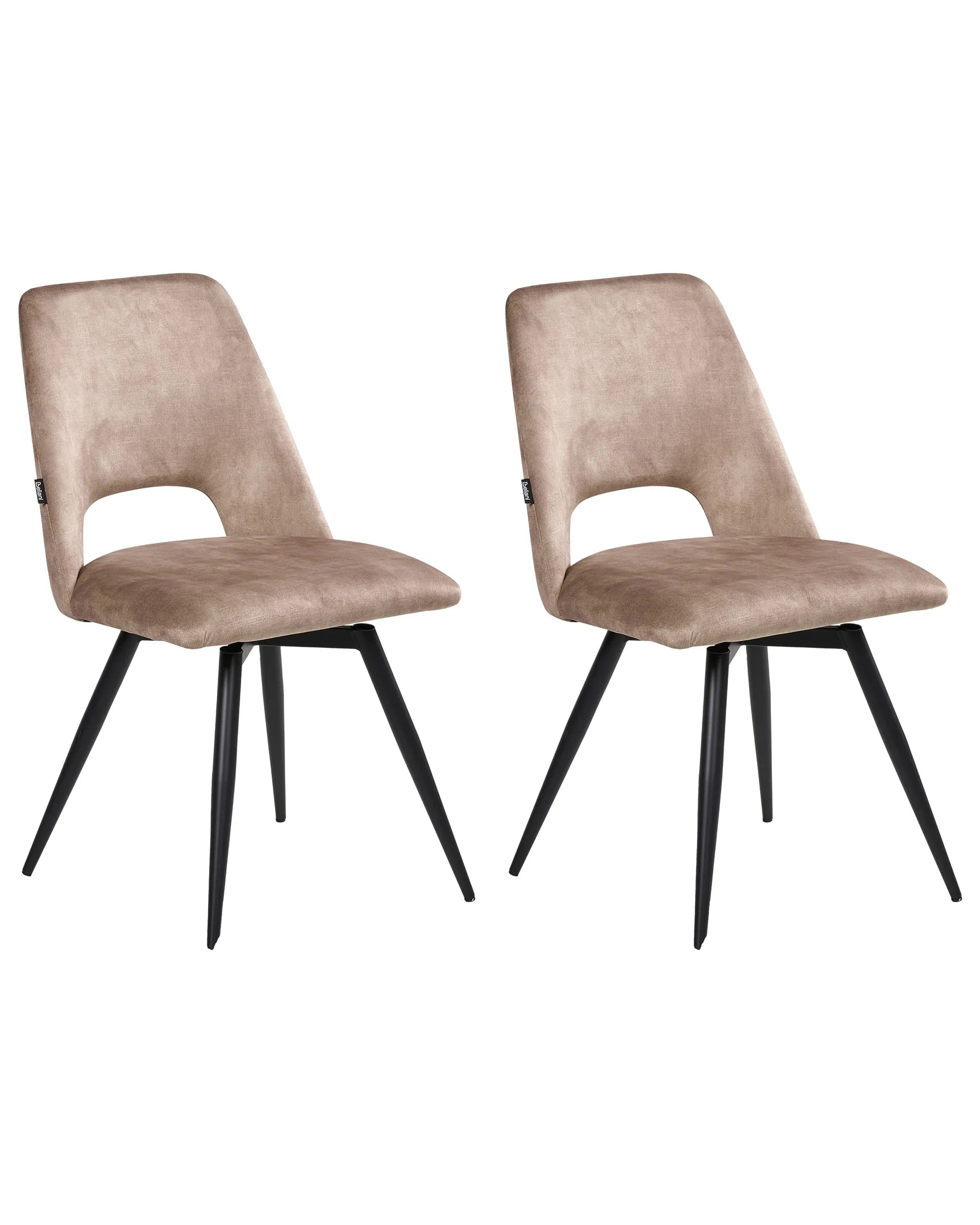 Set of 2 Dining Chairs Swivel HALLETT Velvet Beige