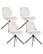 Set of 4 Dining Chairs Swivel MORRISON Velvet Light Beige