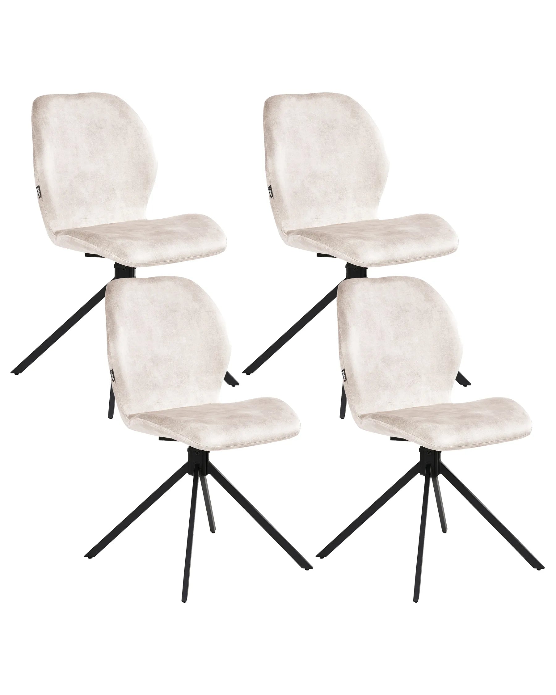 Set of 4 Dining Chairs Swivel MORRISON Velvet Light Beige