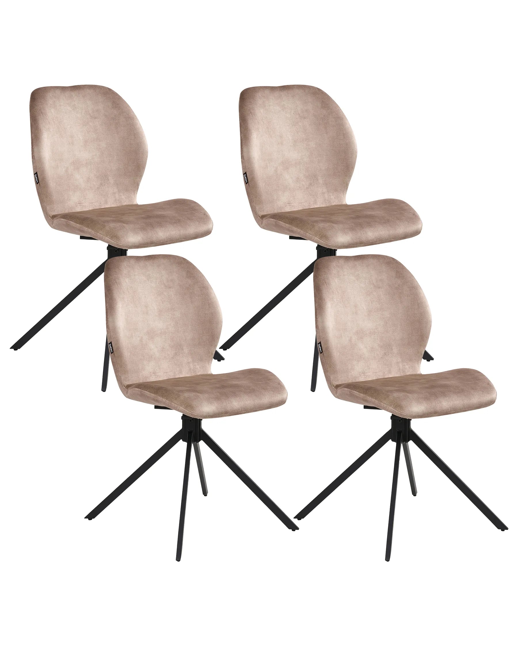 Set of 4 Dining Chairs Swivel MORRISON Velvet Beige