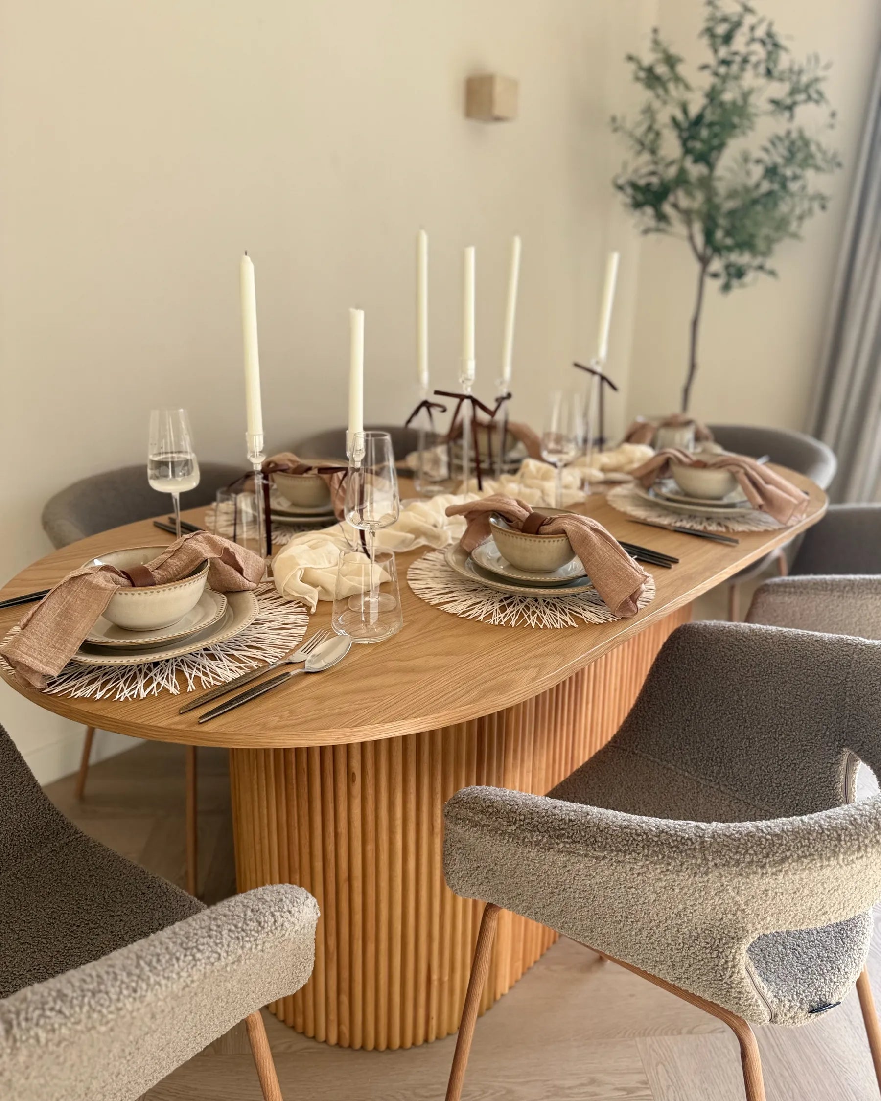 Dining Table LUNNIN Light Oak 90 cm 180 cm