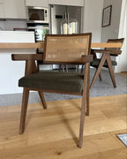 Set of 2 Dining Chairs AVA Wood Brown/ Green
