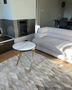 Side Table MERIDIAN Tempered Glass Marble/ Gold