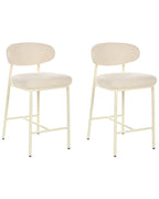 Set of 2 Bar Chairs UNITY Boucle Light Beige