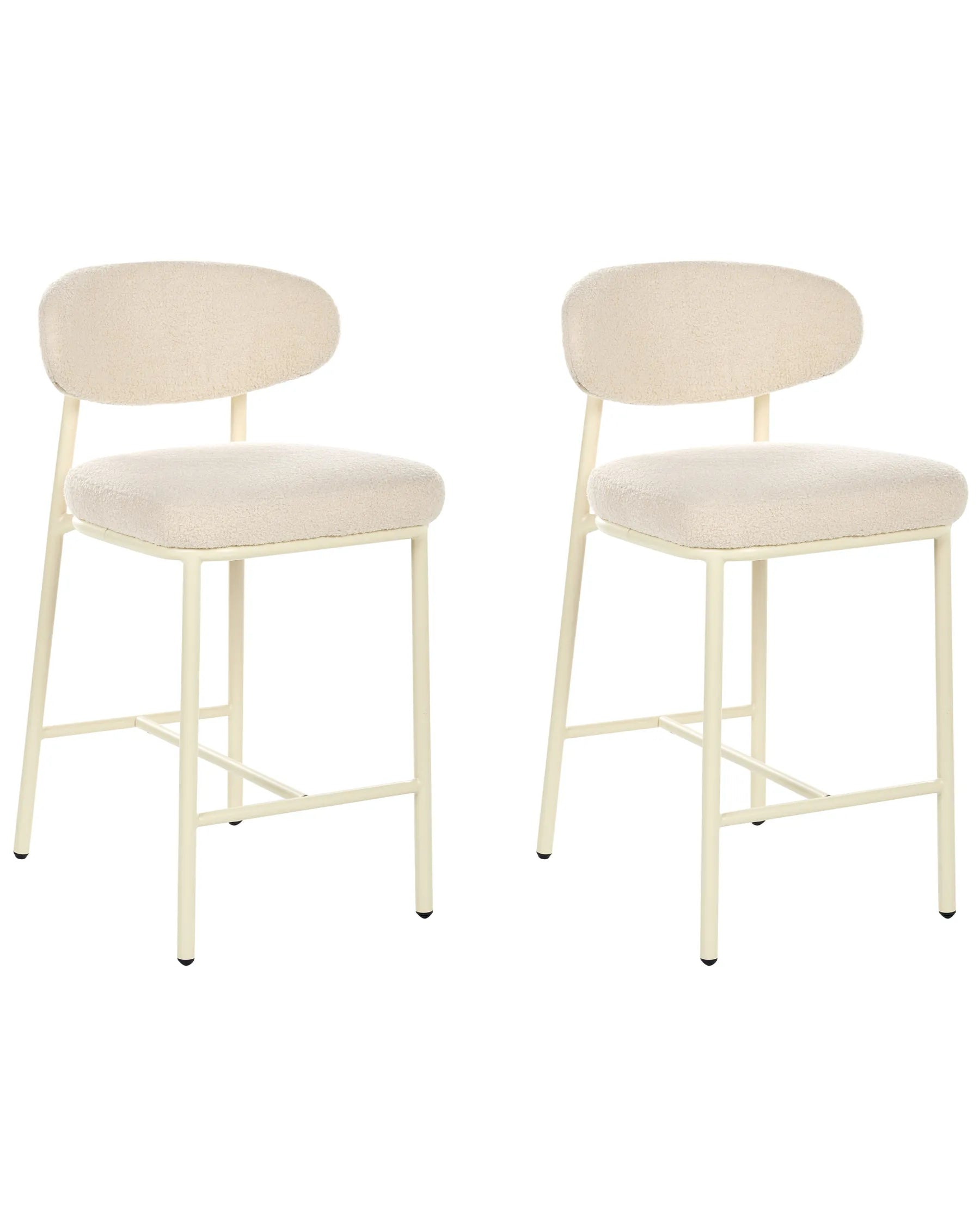 Set of 2 Bar Chairs UNITY Boucle Light Beige