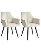 Set of 2 Dining Chairs TIRANO Faux Linen Light Beige