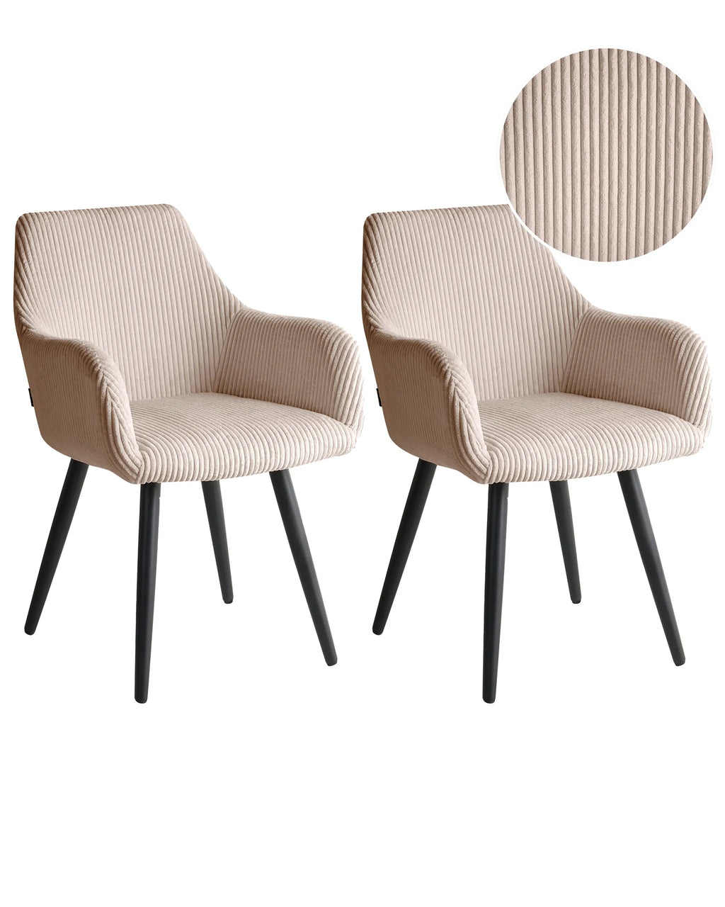 Set of 2 Dining Chairs MORI Corduroy Beige