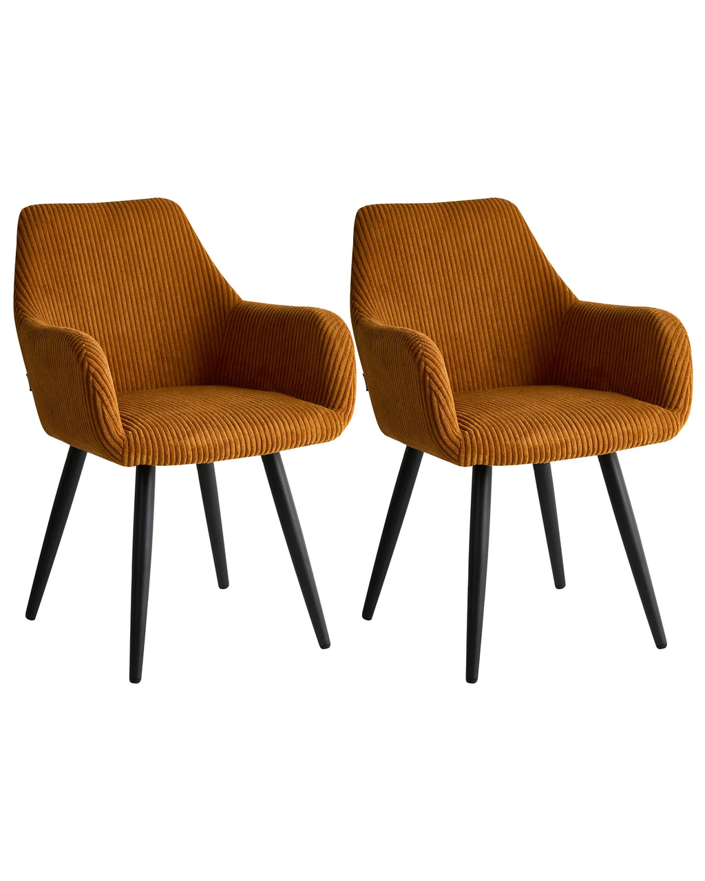 Set of 2 Dining Chairs MORI Corduroy Orange