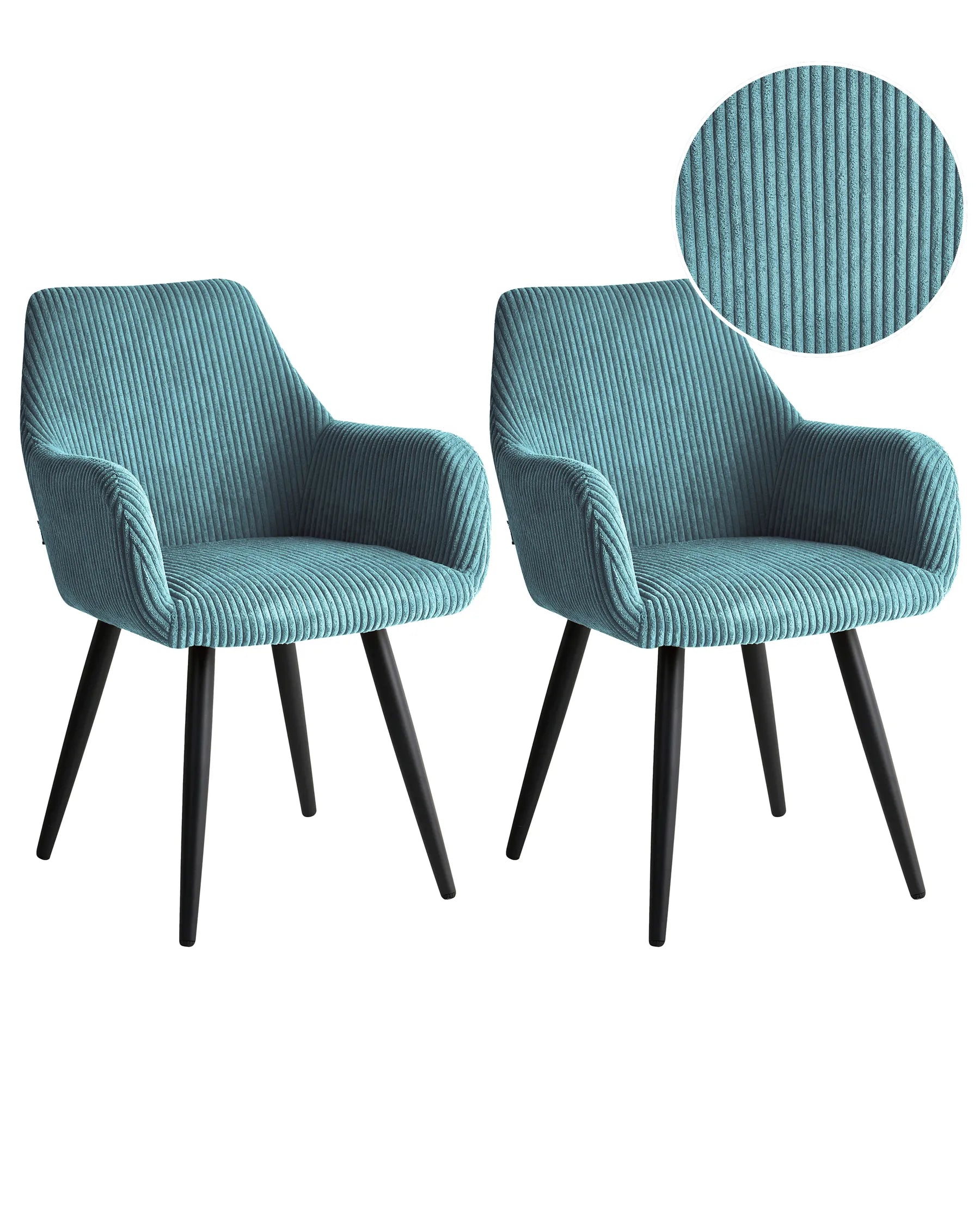 Set of 2 Dining Chairs MORI Corduroy Turquoise