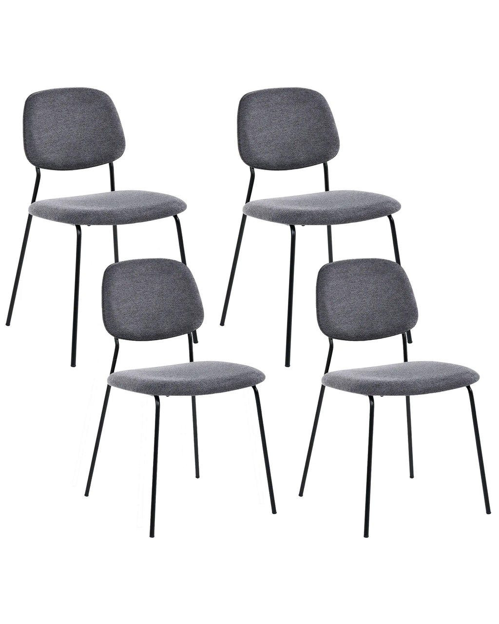 Set of 4 Dining Chairs RILEY Fabric Grey