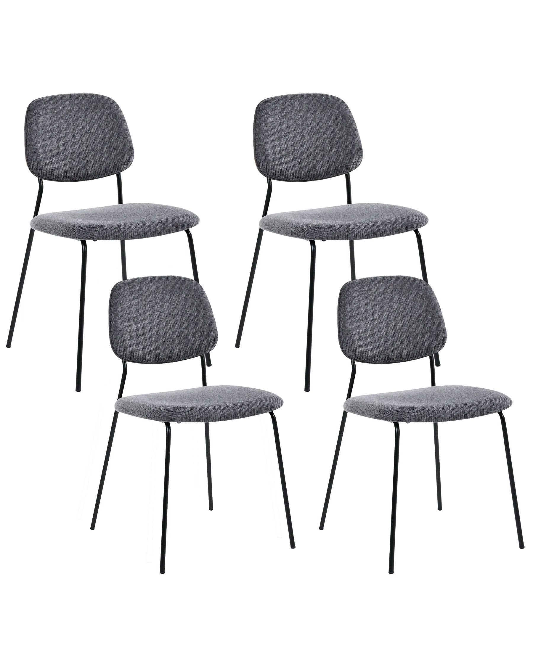 Set of 4 Dining Chairs RILEY Fabric Grey