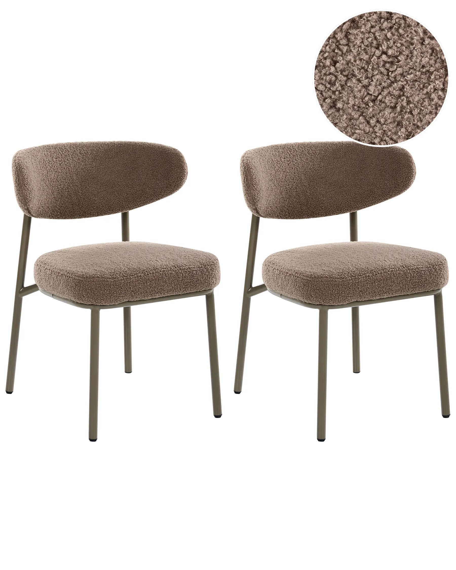 Set of 2 Dining Chairs UNITY Boucle Taupe