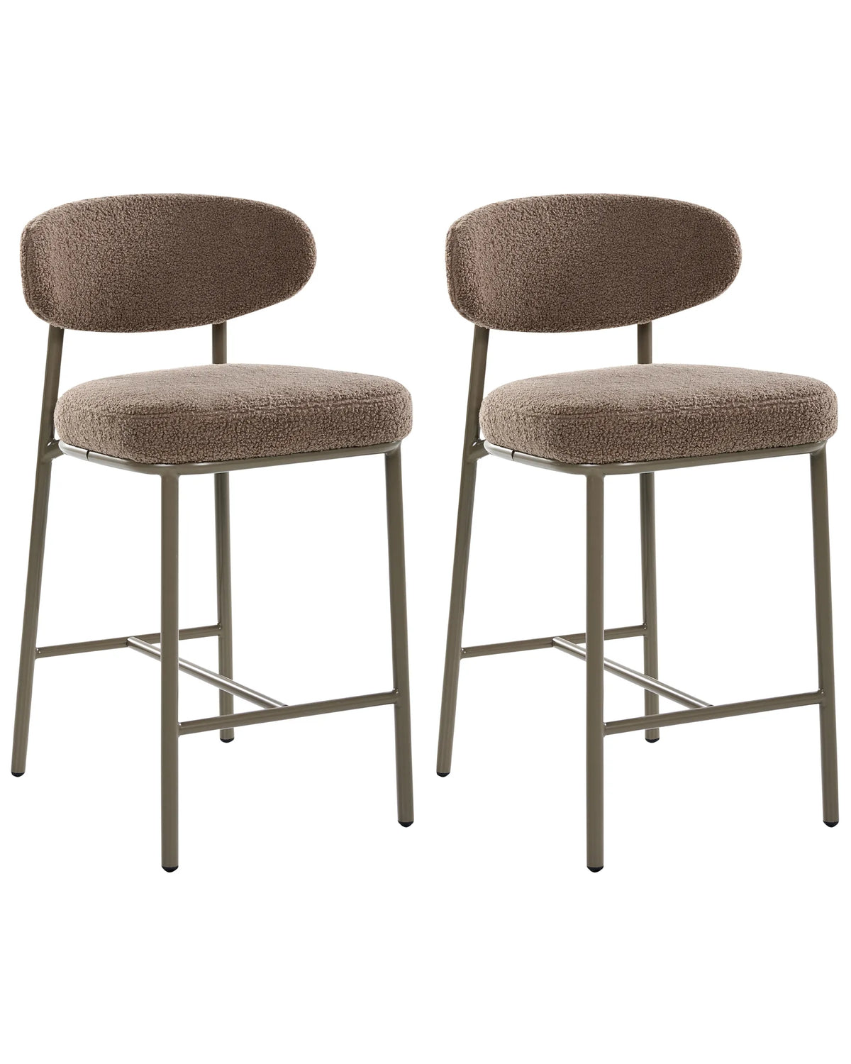 Set of 2 Bar Chairs NODA Boucle Taupe — side product view