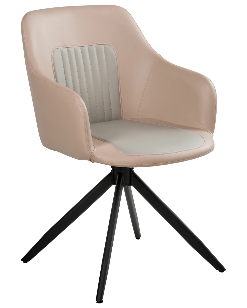 Set of 2 Dining Chairs Swivel LIKELY Faux Leather Sand Beige