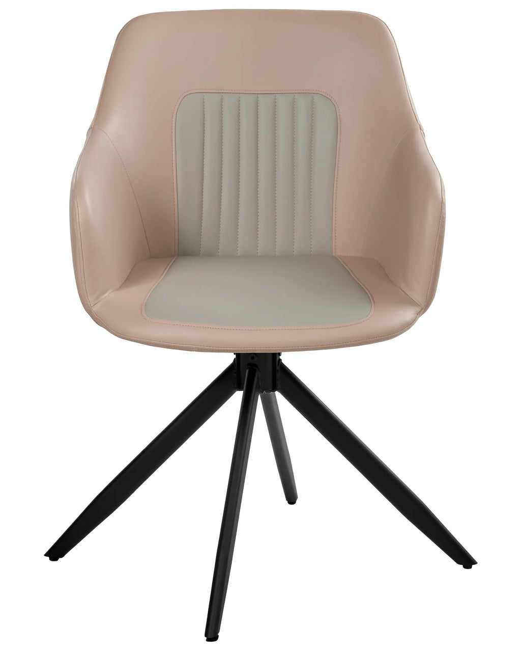 Set of 2 Dining Chairs Swivel LIKELY Faux Leather Sand Beige